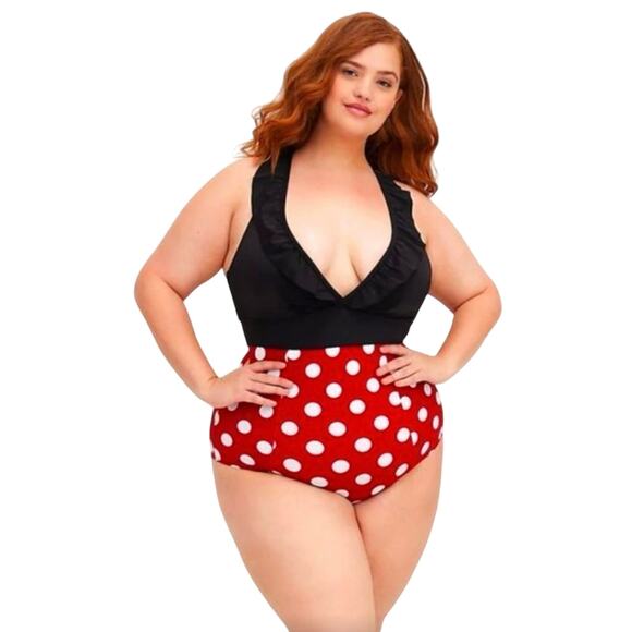 Torrid Disney Minnie Mouse One Piece Ruffled Swimsuit Size 4X / 26 New with Tag - Picture 1 of 11